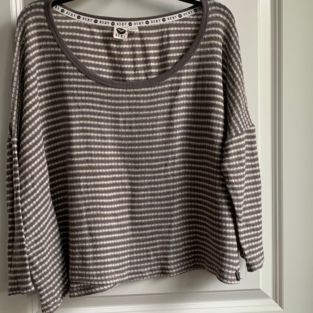 Girls Roxy cropped textured shirt 3/4 length sleeve